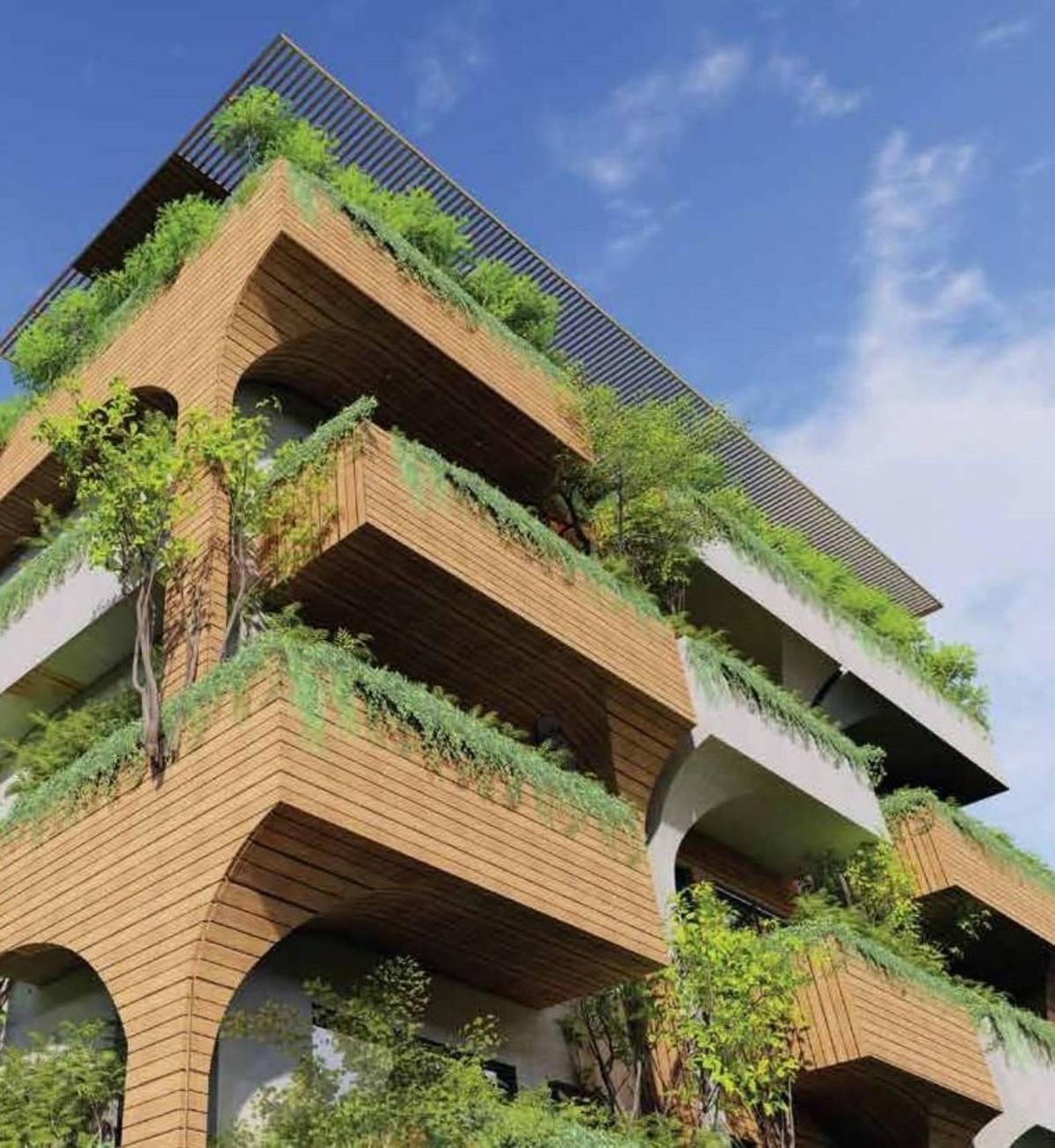Dharmika Sansa, an apartment building with planted terraces in Indiranagar, Bengaluru